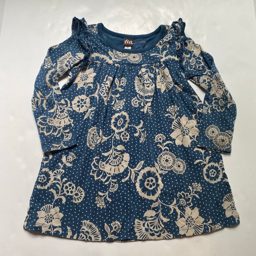 Tea Collection Blue Floral Long Sleeve Dress